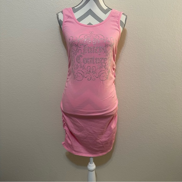 Juicy Couture Dresses & Skirts - NWT Juicy Couture Pink Fitted Rhinestone Bling Ruched Side Sleeveless Tank Dress